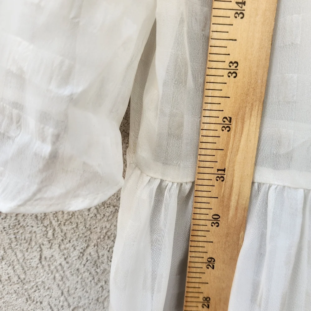 SANDRO Paris Women's Dress US Size 8 White Sheer Embroidered Floral Luxury - Picture 13 of 14